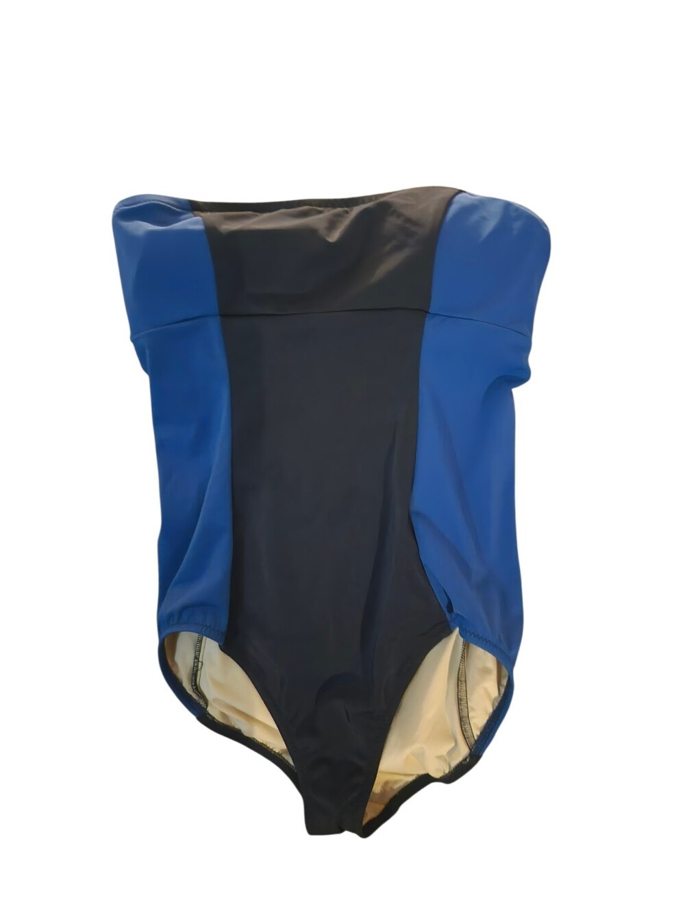J.Crew NWT Blue and Black colorblock active one-piece Strapless swimsuit 6